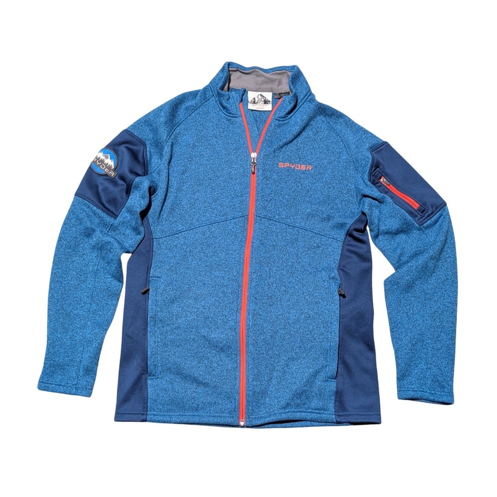 Spyder Jacket Mens Medium Blue Full Zip Sweater Fleece Outdoor Ski Hiking Mock